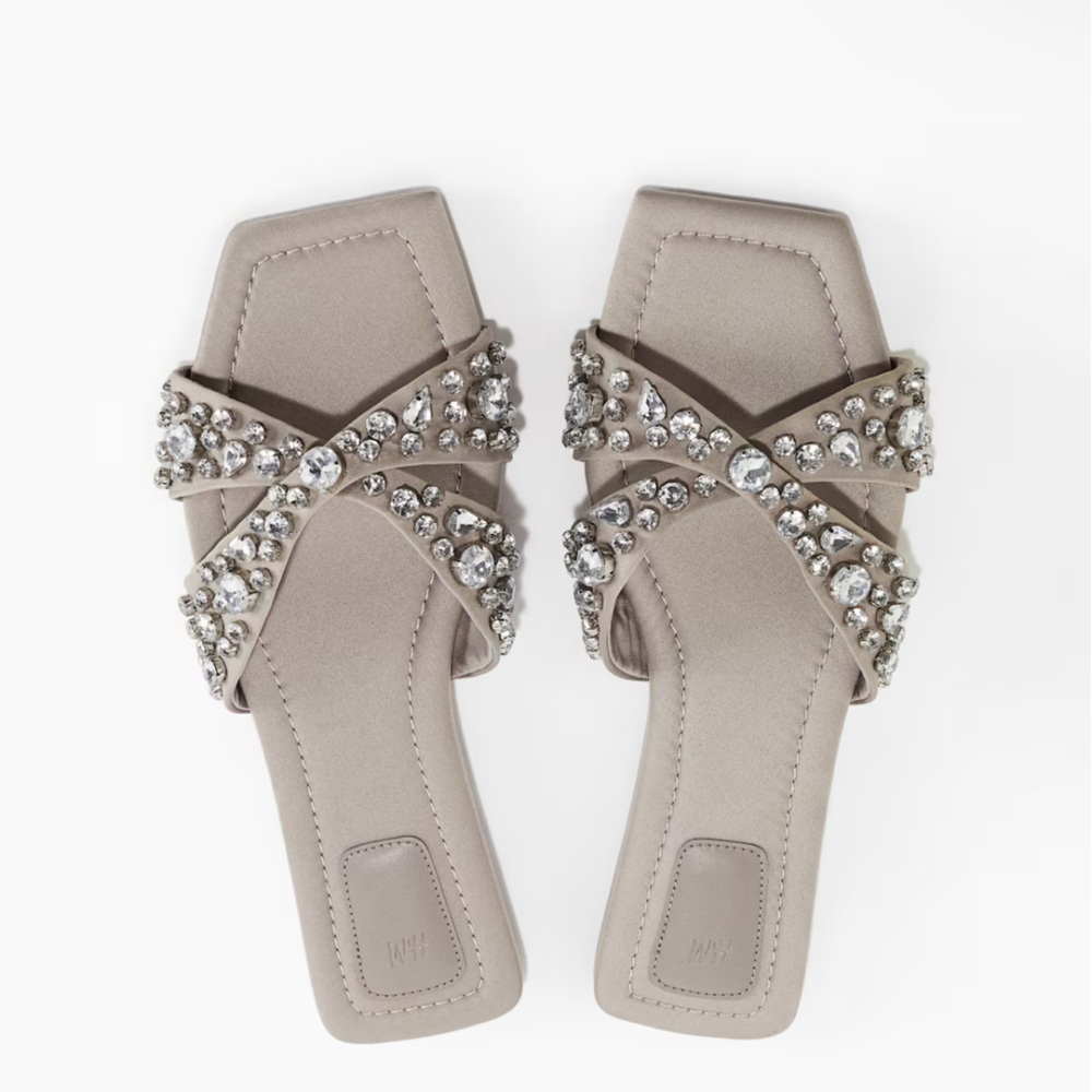 RHINESTONE-EMBELLISHED
SATIN SANDALS ,TAUPE .